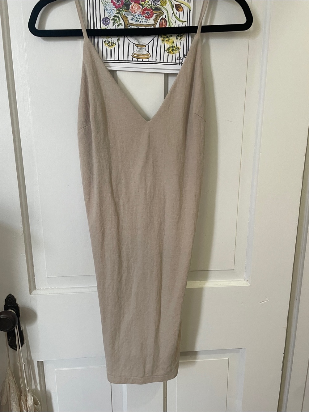 H&M Beige V-Neck Slip Midi Dress